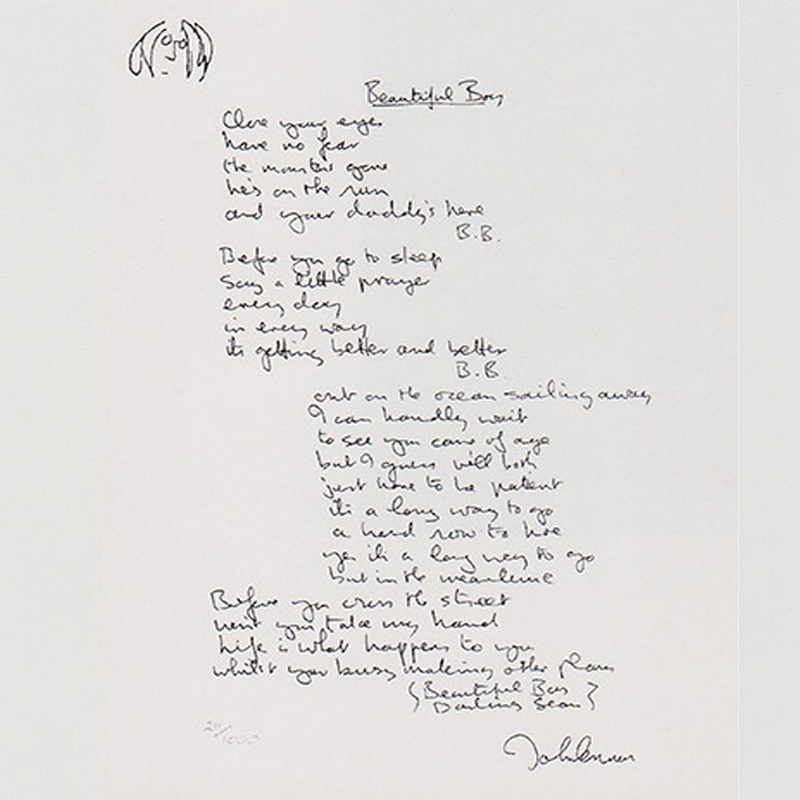 In My Life John Lennon Handwritten Lyrics the Beatles Print -  Canada