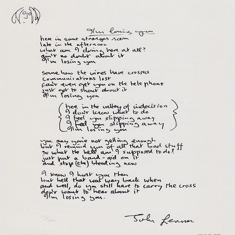 Handwritten Lennon lyrics to be sold in NYC – Delco Times