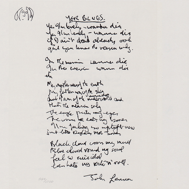 In My Life John Lennon Handwritten Lyrics the Beatles Print -  Canada